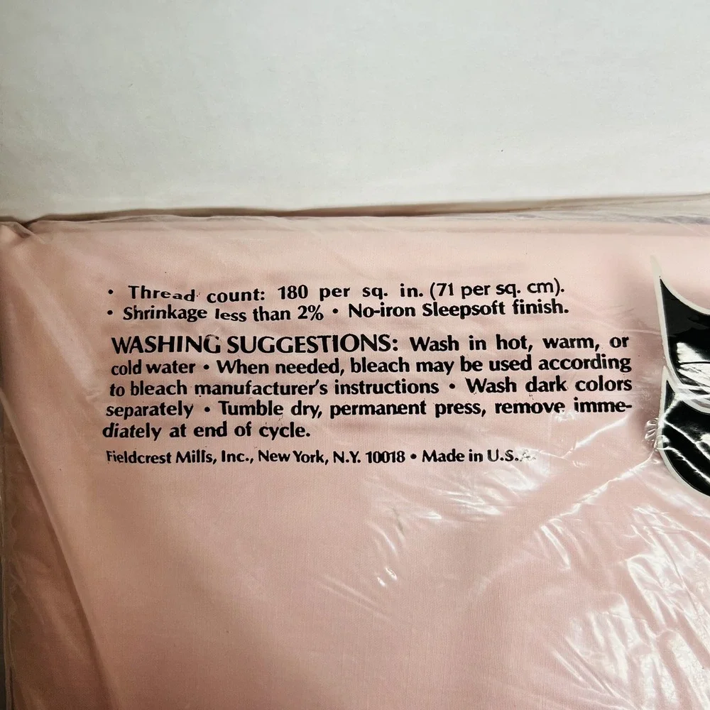 Vintage Fieldcrest Pink Full Flat No Iron Percale Sheet Made in USA NOS NEW